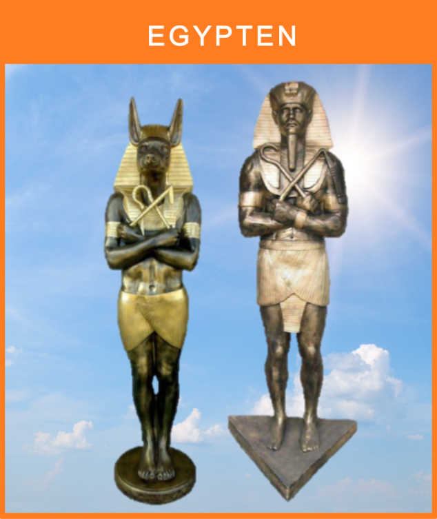 Egyptiske kvalitets figurer i glasfiber, kan stå ude og inde hele året