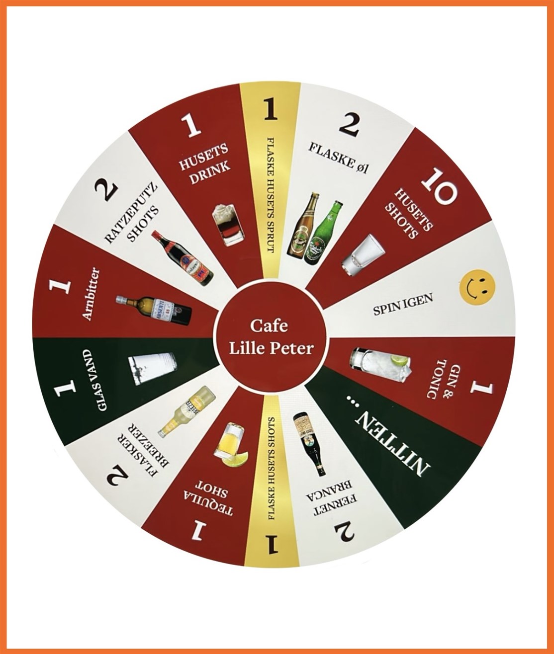 100 cm. Væg lykkehjul produceret til
CAFE LILLE PETER, KØBENHAVN
*