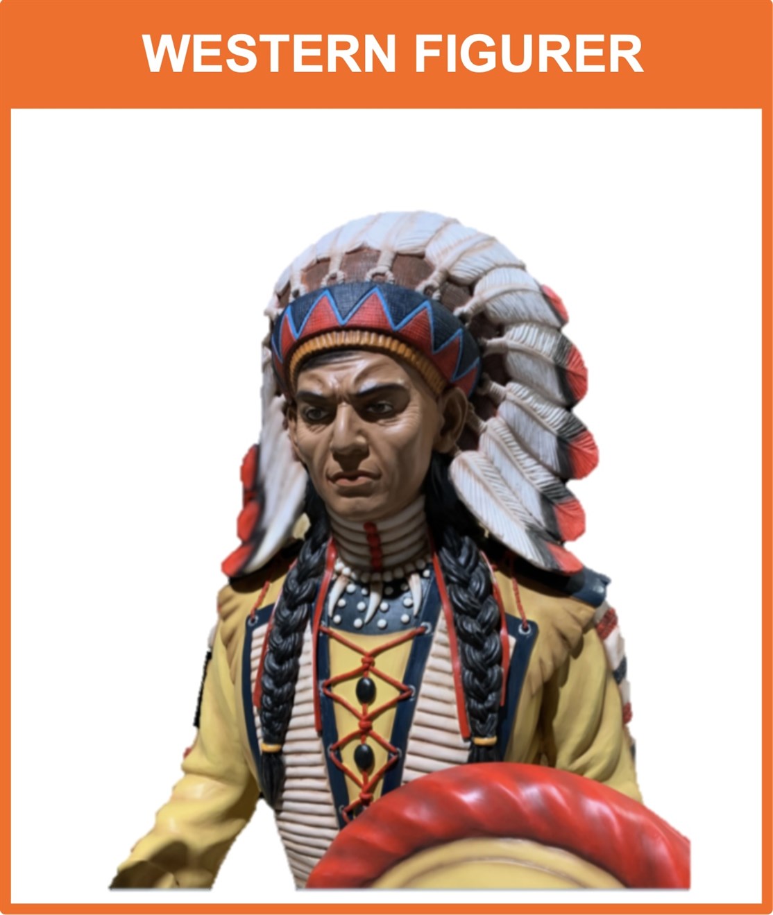 Køb eller lej cowboy og indianer figurer, produceret i glasfiber som kan stå ude og inde
*