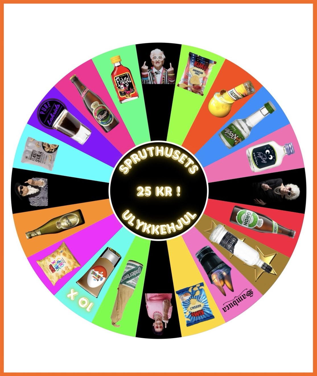 60 cm. Lykkehjul m/ vægbeslag produceret til
SPRUTHUSET, ODENSE
*