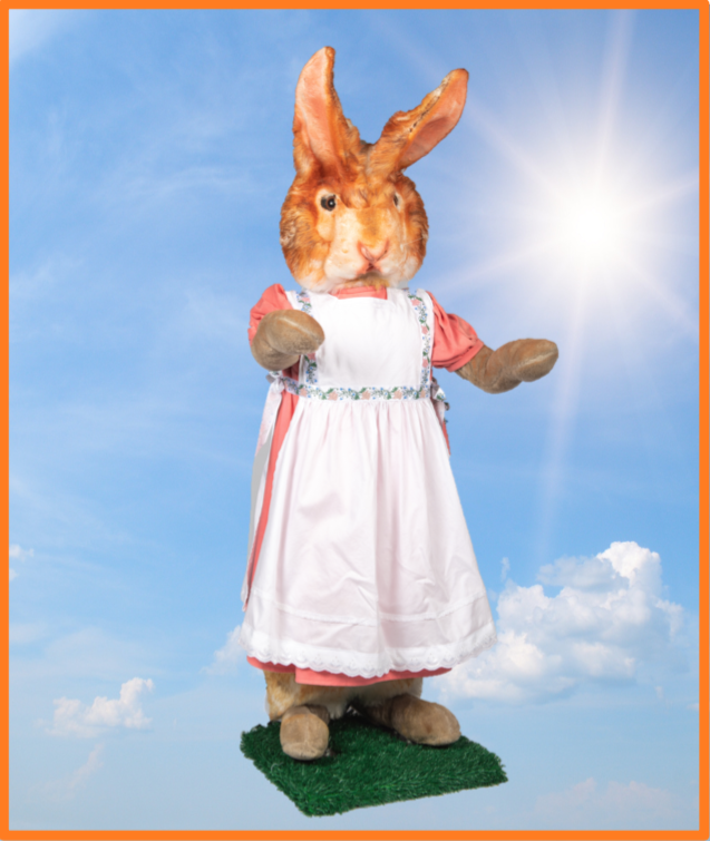 Mekanisk Påske Figur # 6
Hare med forklæde
Video: Ja, klik på billedet
Størrelse: 90 cm. høj
Strøm: 230.v.