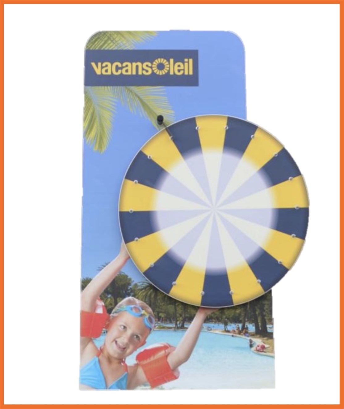 Lykkehjul med fast bagplade
Vi laver lykkehjulet som det passer dig med produkt, billede eller andet
*