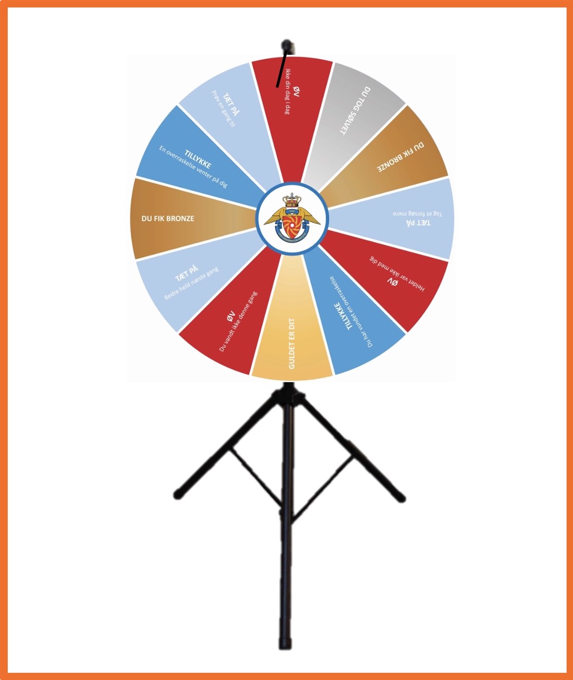 Skift tekst lykkehjul m/ eget design produceret til
FLYVEVÅBENET
*