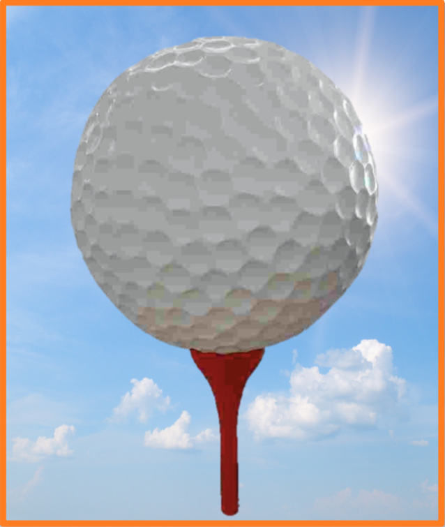 Nr. P24
Kæmpe stor golf kugle på tee
Størrelse 120 x 200 cm.