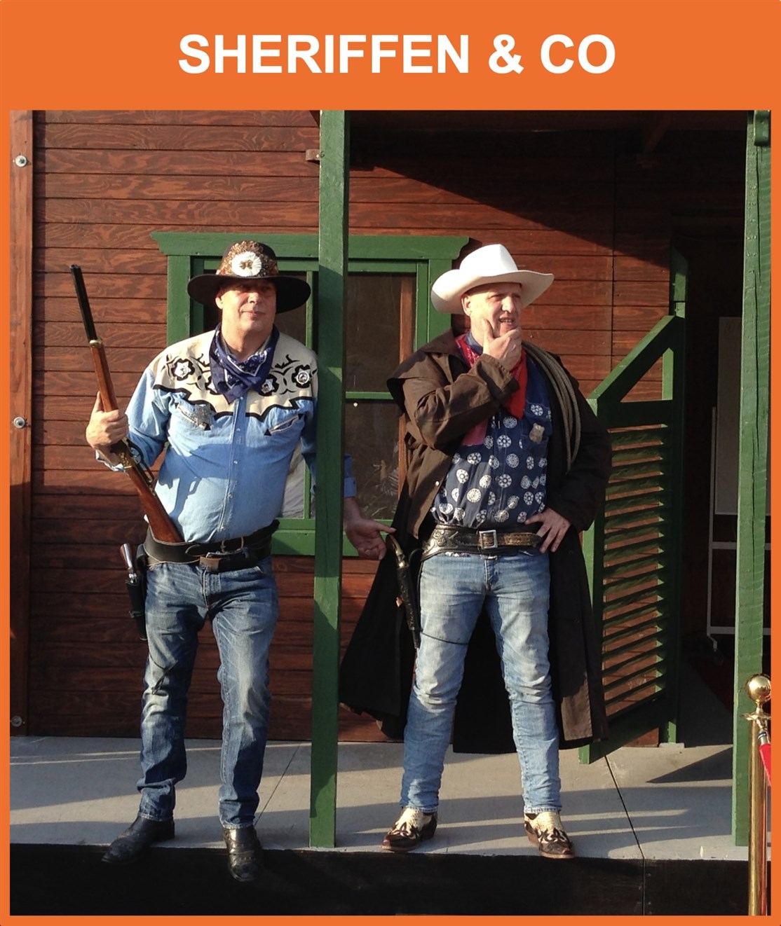 Sheriffen & Co.
Book vaskeægte Cowboys til western event & arr.
Gunfight, Røverier & walk a´ round i dine gader m.m.
*